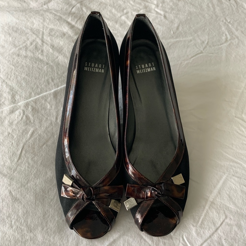 Stuart Weitzman Tofutti Faille Peep Toe Tortoise - image 3